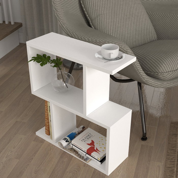 Hanah Home Mesa Auxiliar Karinus White, Estilo Escandinavo, Tablero Melamina, 18mm, 50x55.4x17.5cm, Blanco